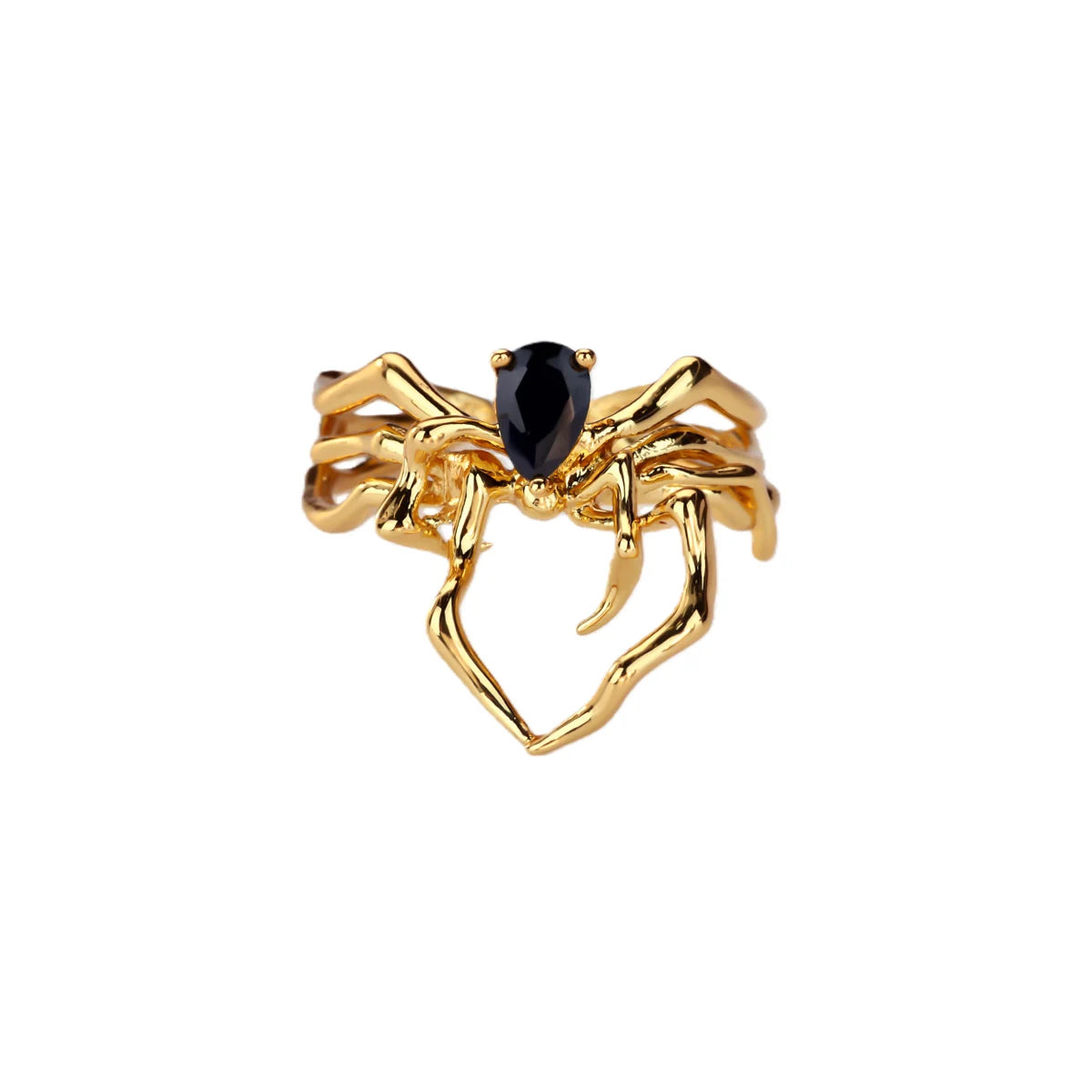 Punk Spider Rings for Women Silver Color Dark Retro Black Gem Spider Ring Hip-Hop Halloween Jewelry Accessories